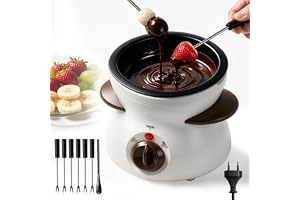 Elektrisk chokladfondue, 250 ml chokladfontän enhet 2 temperaturkontroll | Elektrisk chokladfondue-enhet med 6 metallgafflar och 1 blandningssked för choklad och beredning av chokladglasyr