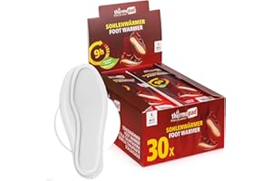 THERMOPAD Semelles chauffantes S-XXL – L'ORIGINAL : 30 Pairs de chaufferettes pour jusqu'à 9 Heures de Chaleur - pour Les Chaussures de Ski et Les Bottes - activé par l'air