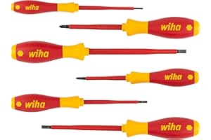 Wiha Jeu de tournevis, lot de 6, électricien, homologué VDE, isolé 1 000 V (00833) I Jeu de tournevis professionnels fente/cruciforme I Outil d'électricien