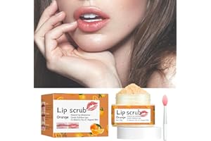BPLOAR Natural Lip Scrub Lippenpflege Natürliches Pflegendes Lippenpeeling, Lippenpeeling zur Entfernung abgestorbener Haut Gentle Exfoliant Lip Exfoliator Scrubber Für Rissige und Trockene Lippen(Orange)