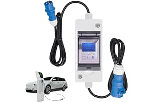 AISNY Mobile Digital Electricity Meter, 230 V Power Consumption Meter Socket Digital Electricity Meter IP65 Waterproof KWH Meter with 3 Meter Rubber Hose Cable for Electric Behicles Motorhomes