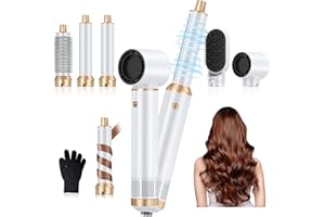 ‎OKWRAP Hairstyler 5 in 1, OKWRAP Hair Styler Set Haarstyler Mit Rundbürstenföhn Haarstyler Warmluftbürste Föhn Lockenstab Luft Thermal Brush Hair Styler Set Für Glätten, Trocknen, Volumen, Locken