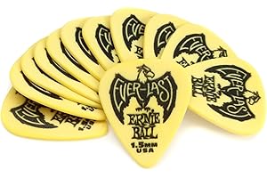 Ernie Ball Everlast - Púas para guitarra, 1,5 mm, 12 unidades, color amarillo