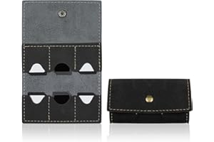 AfitLulu 6 Slots Memory Card Case Foldable Gaming SD Card Case Holder Portable Retro Leather Memory Cards Storage Organizer with Metal Snap for Travel and Daily Storage (Black)