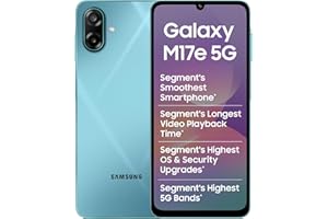 Samsung Galaxy M17e 5G Mobile (Blitz Blue, 4GB RAM, 128GB Storage) | Smoothest 120 Hz Refresh Rate| Monster 6000 mAh Battery | IP54 | 6 Gen OS Upgrades | AI | Gemini Live | Without Charger