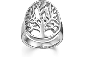 JewelryWe Acciaio Inossidabile Anello Anelli Anelli di punta Anello di coda Tono Argento L'albero della vita Donna Uomo Regalo 2.7cm