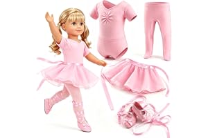 Miunana 45 cm dockkläder balett ballerina kläder kläder dansklänning mysig för 43–45 cm dockor – klänning strumpbyxor och bal