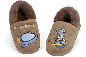 LACOFIA Chaussons antidérapantes d'hiver pour garçons Pantoufles de Maison Chaudes en Peluche Enfant