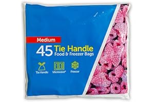 TJM FOOD Tie Handle Resealable Sandwich Freezer Bags (45 x Medium)