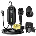 dé Type 2 Charging Cable Schuko 3.68 kW [1-Phase, 6m, 6-16A], EV Chargers with Controllable Digital Display for Electric Car, EV Charger for 3008/508, C5X, DS7, GLA, Q3, X3, ZOE, ID.3, ID.4 and Other