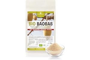 ‎GOLDEN PEANUT GOLDEN PEANUT Gourmet Bio Baobab Fruchtpulver 1 kg vegan, reine Rohkostqualität, 100% Bio vom Affenbrotbaum, ideal für Müsli, Smoothies, backen