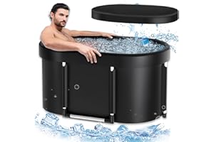 FOATCOX Eisbaden Tonne, Eisbad Set- Ice Bath Kältetherapie für Sportler Athleten - Eisbaden Tonne für Zuhause 116.8 x 59 x 56 cm Großer Eisbadeeimer - Freien 489L Faltbare Tragbare Badewanne