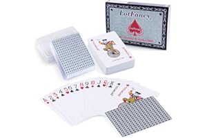 LotFancy 2 Decks Jeu de 54 Cartes Étanches en 100% PVC Waterproof Cartes à Jouer Plastique avec Deux Boîtes en Plastique à Standard (Classique)
