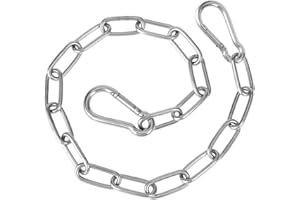 SUBTAVIK Lucchetto a catena per cancello 57 cm/22 pollici Catena in acciaio inossidabile con moschettoni Catena in metallo solido per recinti esterni, gabbie per animali domestici, forniture per recinti (nero)
