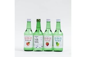DINESE Soju - 4er Mix koreanischer Reiswein - original aus Korea - 12% Vol - 350ml - Verschiedene Geschmäcker -Peach, Original, Strawberry, Grape