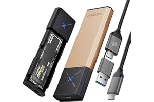 iDSOniX Carcasa SSD M.2 NVMe SATA Adaptador[Sin Herramientas][Aluminio], Caja SSD USB 3.2 Gen2 con UASP&Trim, 10 Gbps NVMe PCIe y 6 Gbps AHCI SATA/NGFF, Compatible con M/B+M Key Samsung Crucial WD