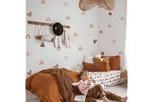 funlife Piccoli Arcobaleni Colorati Adesivi Murali, Autoadesivo Boho Arcobaleno e Cuore Adesivi da Parete, Boho Cuori Sticker da Muro per Bambini Ragazze Camerette Camera da Letto Asilo Nido