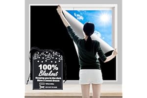 BOXELFOS 100% Blackout Blind Curtains Window Cover [𝟏𝟓𝟕"𝐱 𝟓𝟗" XXL ] [DIY Cut to Any Size or Shape] [Hook & Loop Tabs][ Portable Bags for Travel] [Light & UV Blocking ]for House,Baby Nursery,Apartment
