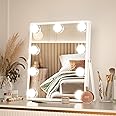 CASSILANDO Hollywood Vanity Mirror with Lights, Vanity Makeup Mirrors with 9 LED Bulbs, for Tabletop, 3 Color Lighting Modes, USB Port, Smart Touch Control