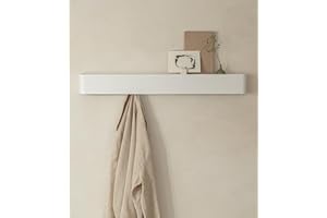 Kazai.® Appendiabiti da parete design 'Tone' | Appendi abiti moderno con porta giacche da muro e mensola | Attaccapanni in metallo da ingresso | Bianco