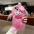 Pretaco for iPhone 13 Pro Case,Funny and Silly Weird Furry Phone Cases [DIY Long Hair with Hairclip] Ugly Phone Case Swap Challenge Gifts with Friends (Pink)