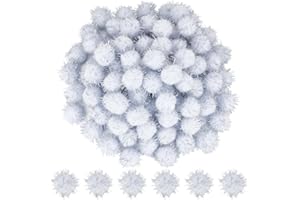 SUNNYCLUE 120 Pieza de Bolas de Purpurina para Manualidades Pompones Brillantes de 25mm de Fibra Blanca Suaves Y Esponjosas Redondas para Decoración de Gatos Manualidades Suministros para Decoración