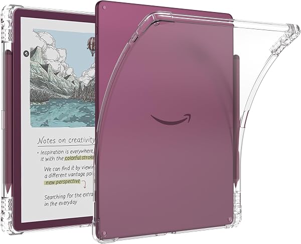 Clear Protection Cover for 11" Kindle Scribe Colorsoft 1st Generation 2026 β Lightweight Soft TPU Case with Pen Holder and Pen Tips Holder, Durable Protection with Aesthetics Design - 1