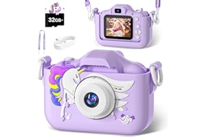 Kinderkamera, CIMELR Kamera für Kinder Spielzeug für Mädchen im Alter von 3-12 Jahren, Kinder Kamera Weihnachts- und Geburtstagsgeschenk für Kinder, inkl. 32 GB TF-Karte (Lila-02)