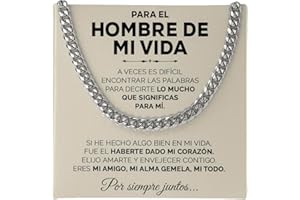 SOFIA FERRER Collar Acero Inoxidable Para Hombre, Cadena Cubana, Regalo Original San Valentín, Novio, Aniversario, Navidad