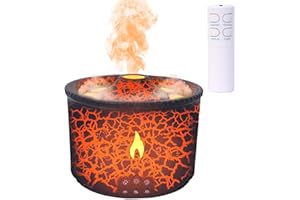 Auveach Diffusore di Aromi con Effetto Fiamma 2 Colori di Luce 360ML Umidificatore Diffusore di Oli Essenziali 2 Modalità di Nebulizzazione Funzione Timer e Telecomando per Casa Ufficio (Nero)