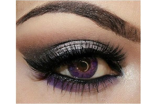 FreshTone Lentilles De Contact De Couleur Violet 3 Ton Kit De Rangement Boitier Pince et applicateur Offert 12 Mois sans correction