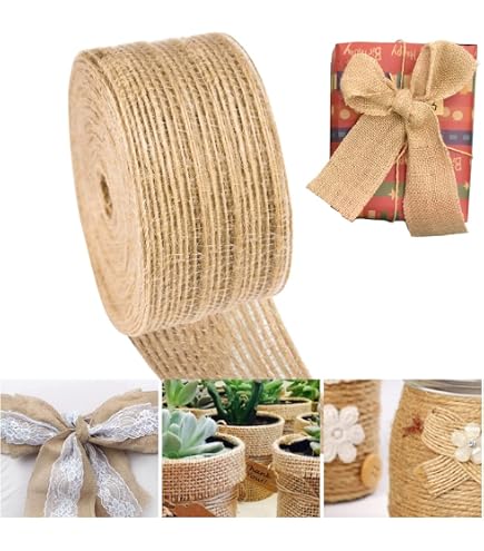 Kit Flores De Arpillera Natural Allazone - 40 Flores, 4 Rollos Cinta, Hilo Y Pegamento, Para Decoración DIY