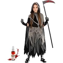 Aitsite Sensenmann Kostüm Für Kinder – Mit Umhang, Maske, Handschuhen, Sichel, Für Halloween & Partys