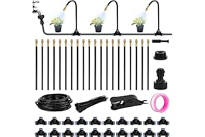 Trendecor 20M Automatic Irrigation System Kit, 360° Bendable Drip Irrigation System with 20 Adjustable Misting Nozzles Atomizing Copper Nozzle for Patio Garden Greenhouse Watering