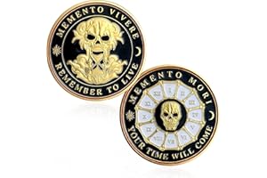 AtSKnSK Memento Mori Coin Memento Vivere Reminder Token Stoic Coin Skull Challenge Coin (chapado en plata antigua)