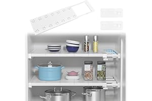 BCUUOZEEING Ripiani regolabili – 10 cm di larghezza, lunghezza regolabile 32 – 48 cm – Ripiani espandibili per armadio, armadio, cucina, bagno