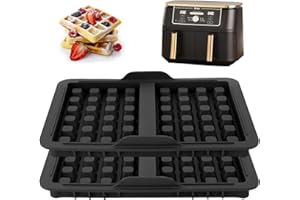 GADITIEK 2 Stück Silikon Waffeleinsatz, kompatibel mit Ninja Heißluftfritteuse AF300EU, AF400EU, AF451EU, SL400EU und AF500DE, Belgische Waffeln Doppelt Backschaleneinsatz, Belgische Zubehör