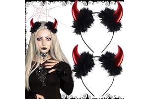 MOYKSRR 2 Pièces Corne Diable Serre Tete, Serre tete de halloween, Serre-tête Oreilles de Diable, Bandeau de Bande de Cheveux pour les Fête de Carnaval, Accessoires de photo de Fête de Mascarade