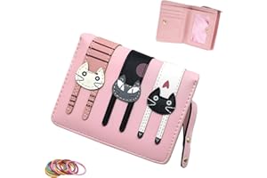 SwirlColor Portefeuille Fille Adolescente, Portable Rose Porte Monnaie Enfant Fille Mini Porte Monnaie Femmes avec Fermeture à Glissière pour Pièce de Monnaie Timbre Photo - Couleur Rose