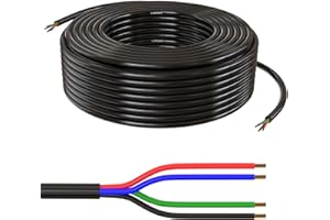Lumonic 4x 0.34mm² LED cable de control negro 20m I cable de 4 núcleos flexible I cable de control apantallado, extensión LiYY, cable de alimentación