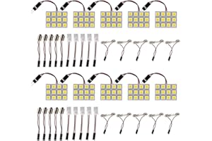 HUAZIZ 10 Stücke weiße 5050 12-SMD LED Panel Dome Licht, Innenraum Leseplatten Licht, Innenverkabelte Lampe+30 Stücke Girlandenadapter