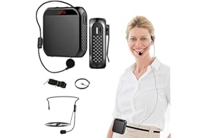 Joyzzz Voice Amplifier, 15W Rechargeable Amplifier Mic with Wired Microphone Headset, Multifunctional Portable Personal Pa System Loudspeake for Teachers, Tour Guides, Fitness, Presentations