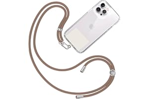 TBOC Cordon Collier Laniere Portable [Brun] avec Patch de Fixation [Blanc Ice] et Sangle de Suspension Amovible Réglable et Résistante Compatible avec Toutes les Marques de Téléphone Accessoires