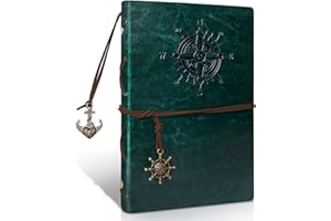 Joy & Inspiration Taccuino vintage ricaricabile A5 in pelle PU ricaricabile, per notebook diario di viaggio per sketchbook classico ricaricabile diario di viaggio (A5 Verde)