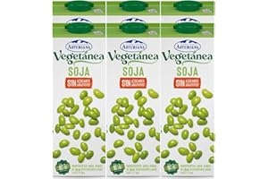 Central Lechera Asturiana - Vegetánea Bebida de Soja Sin Azúcar Añadido, Pack de 6 Briks de 1 Litro con Tapón de Rosca, 6 x 1L, 6000 Mililitros