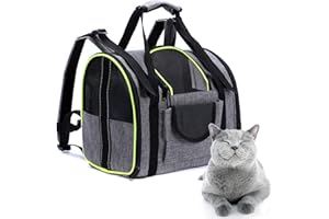 REESTBOO Haustier Rucksäcke, Faltbarer Haustier Tragetasche Katzentasche mit Netzfenster, Rucksack für Hunde bis 5 kg, Hundetasche für Kleine Katzen und Hunde, Grau & Grün