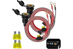 SOLRYN Lot de 2 Prises Allume Cigare Étanches 12V 24V avec Câble et Borne à Œillet Annulaire de 8 Millimètre, Fiche Mâle Femelle avec Fusible pour Voiture Moto Bateau Camping Car
