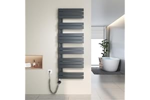 Heilmetz Toallero electrico baño 1385x500mm 800W, radiador toallero electrico con termostato Elemento Calefactor y función de Temporizador（Antracita）