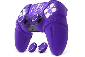 PlayVital Silikonhülle für ps5 Controller, Schutzhülle Case Hülle Zubehör für ps5 Controller Passend für Ladestation mit Thumbsticks Kappen,Touchpad-Skin&D-Pad Sticker(Runes Edition,Lila)
