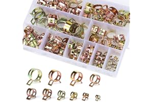 Gobesty Clip a molla tubo morsetto tubo tubo flessibile benzina, 100 pezzi Morsetto per tubi morsetti clip a molla tubo morsetto con scatola di immagazzinaggio (6-22 mm, taglia 10)